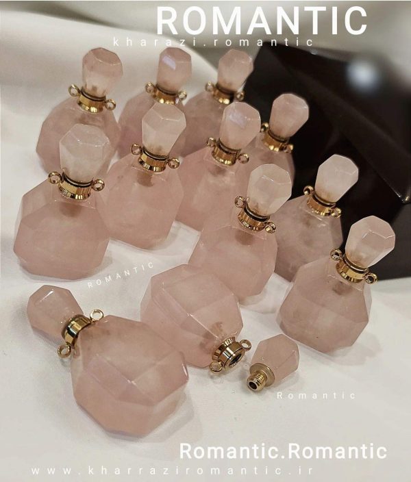 آویز سنگ رز کوارتز مدل جا عطری - Image 1