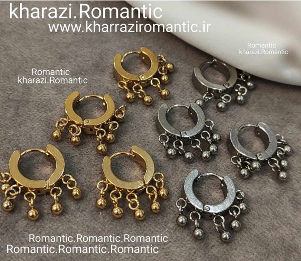 گوشواره استیل حلقه ای گوی دار - Image 1