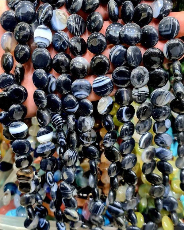 ریسه سنگ عقیق سلیمانی سکه ای - Image 1