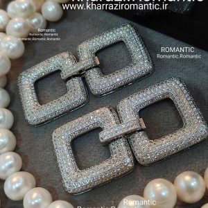 قفل سواروسکی استیل نگین دار مربع