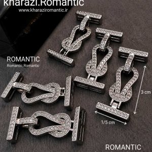 قفل استیل نگین دار مدل ژورنالی نقره ای