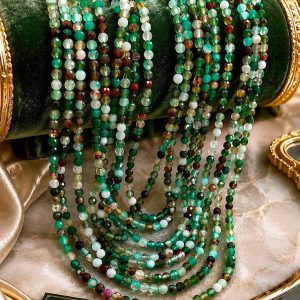 ریسه سنگ عقیق سبز تراش دار مولتی